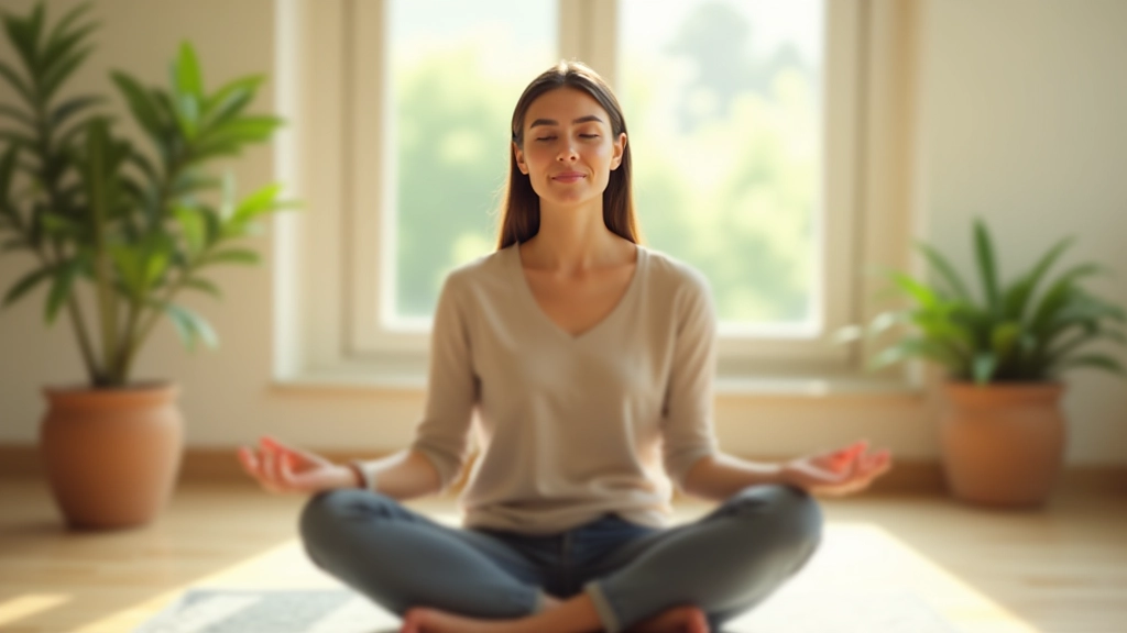Person meditating in peaceful environment
