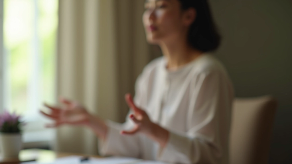 Person practicing mindfulness breathing technique for stress relief