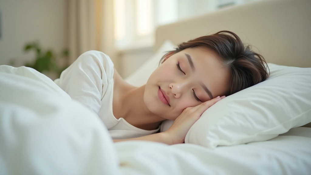 Person sleeping peacefully in bed with comfortable bedding