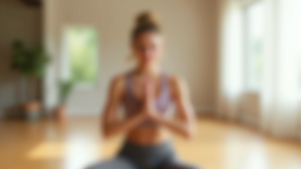 Person doing yoga stretches indoors in bright studio with natural light and wooden floors