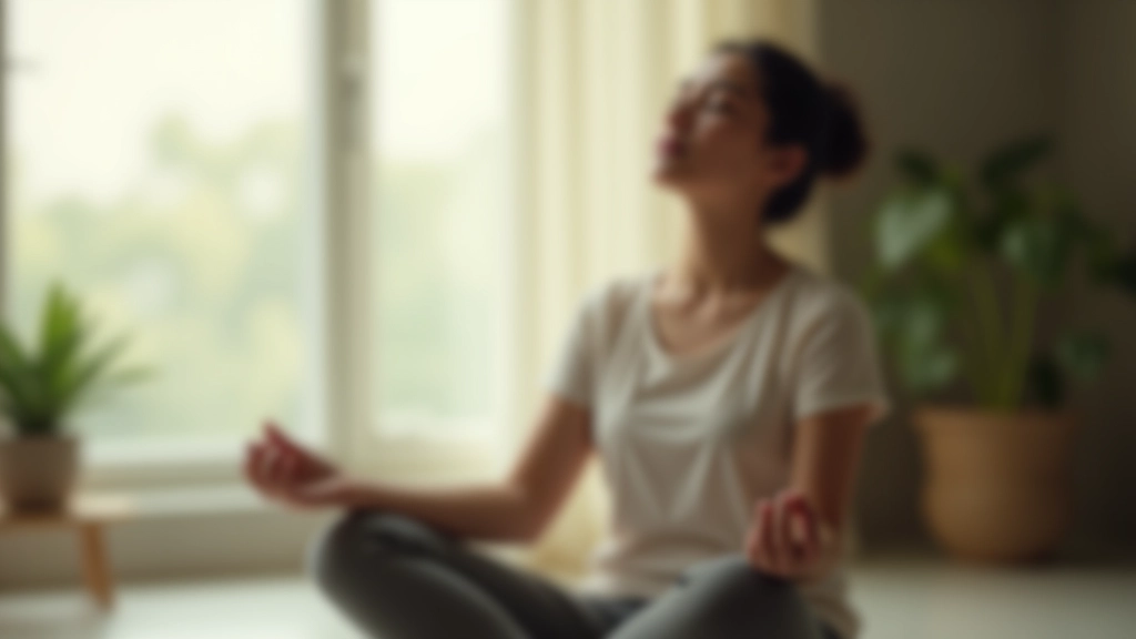 Close-up of person in peaceful meditation posture with serene facial expression in soft natural lighting