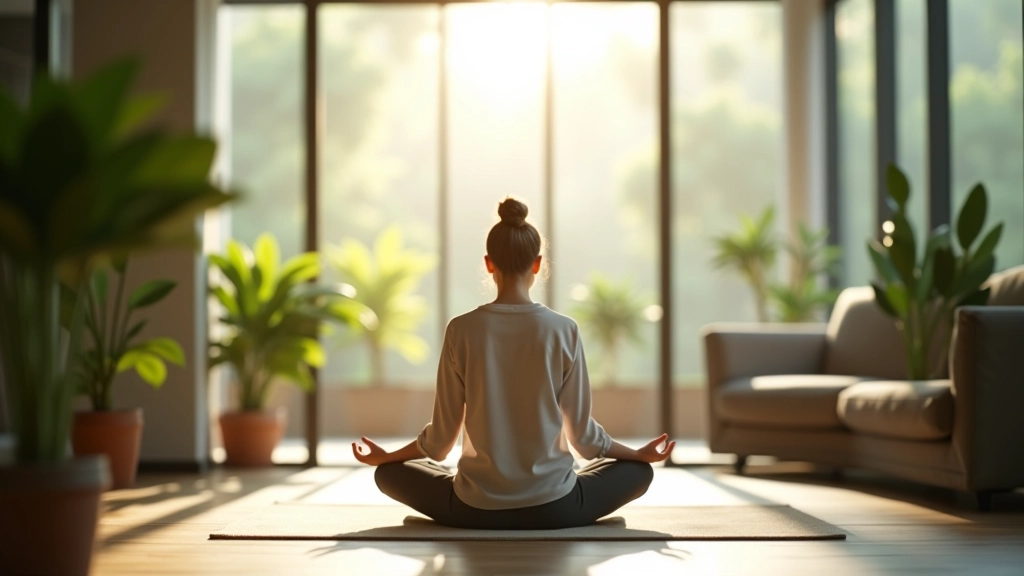 Peaceful meditation and mindfulness space with natural lighting